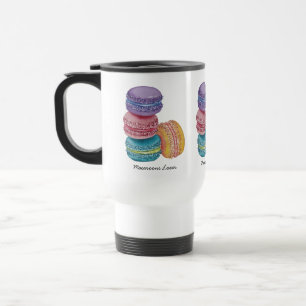Caneca Térmica Macarões Coxas Do Arco-Íris Em Aquarela