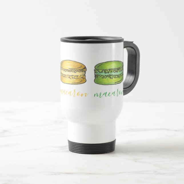 Caneca Térmica Macaron Macaron Baking Francês Verde Amarelo Cor-d (Frente Esquerda)