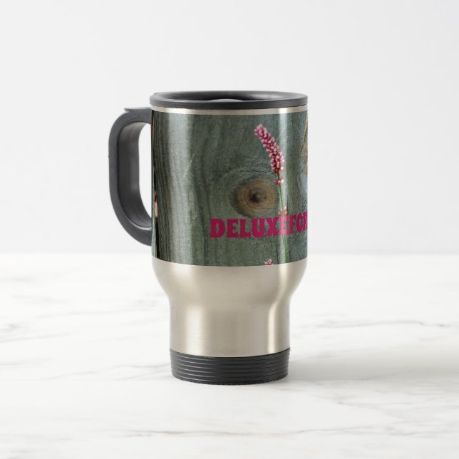 Caneca Térmica Madeira Cerca Rosa Selvagem Rosa (Frente Esquerda)