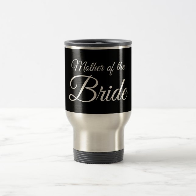 Caneca Térmica Mãe de Bride Script White em Preto (Centro)