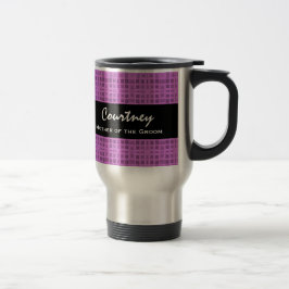 Caneca Térmica Mãe dos quadrados do roxo do papel do casamento do