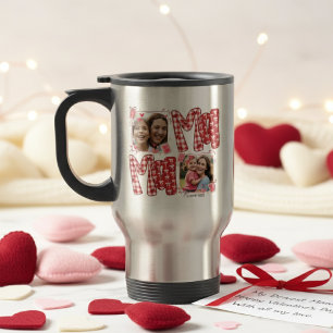Caneca Térmica Mãe e Filho Xadrez Rosa Vermelho Amor no Dia dos N