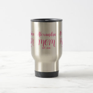 Caneca Térmica Mãe Estabeleceu Nome de Roteiro Rosa Café Two-Tone