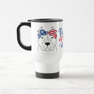 Caneca Térmica Mãe Pitbull Bandeira Americana Patriótica Café Pit