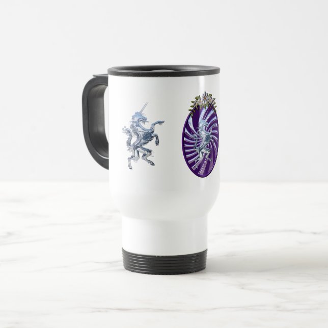 Caneca Térmica Magical Mythical Silver Unicorn (Frente Esquerda)