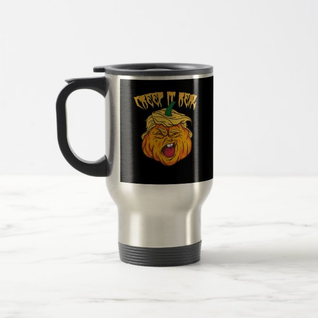 Caneca Térmica Maluco de Abóbora de Halloween (Esquerda)
