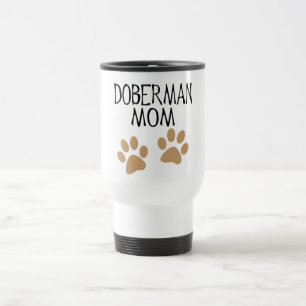 Caneca Térmica Mamã grande do Doberman das patas