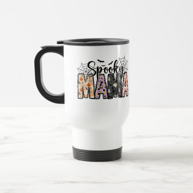 Caneca Térmica Mama Spooky - Festa de Halloween para Mães (Esquerda)