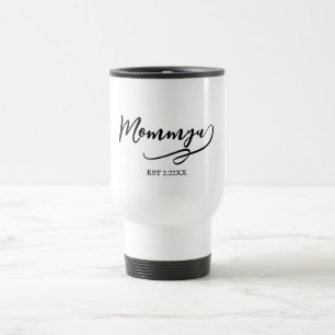 Caneca Térmica Mamãe Est elegante preto e branco 
