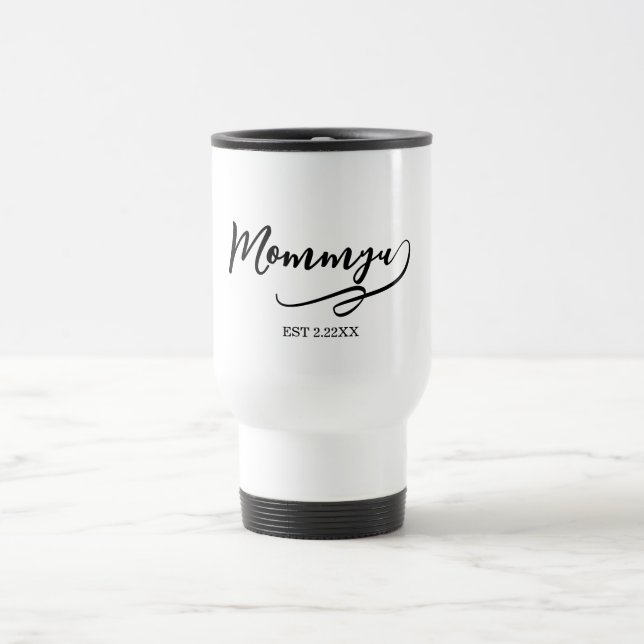 Caneca Térmica Mamãe Est elegante preto e branco  (Centro)
