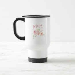 Caneca Térmica Mamãe Estabeleceu Água Floral Rosa Esbranquiçada