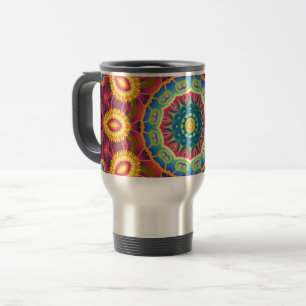 Caneca Térmica Mandala Floral Abstrata Colorida Brilhante