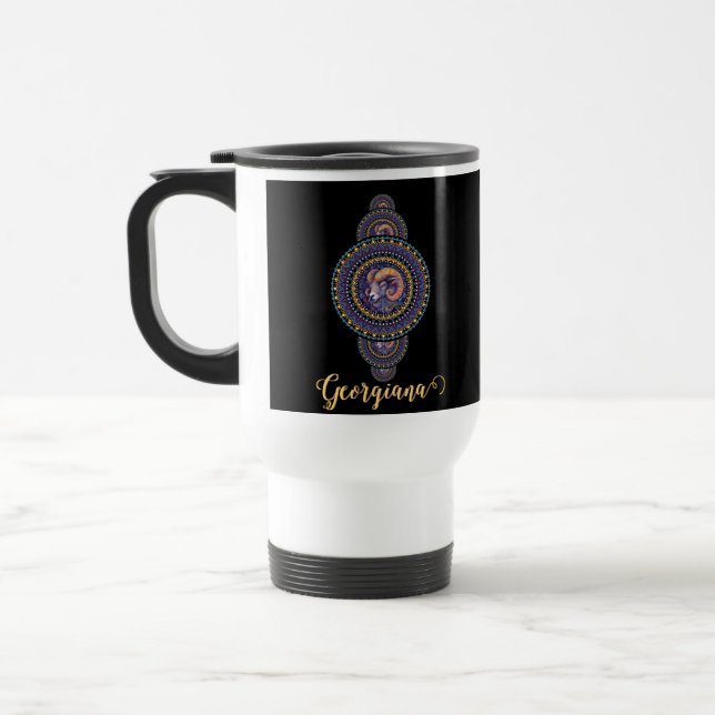 Caneca Térmica Mandala Ornamental de Leigos Brancos Personalizado (Esquerda)