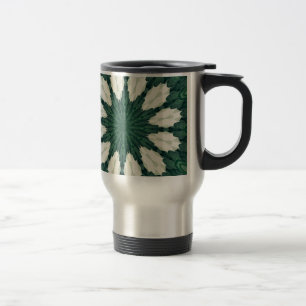 Caneca Térmica Mandalá Tropical Sacramento Verde e Folha Prateada
