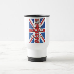 Caneca Térmica Mantenha a calma e continue a bandeira britânica