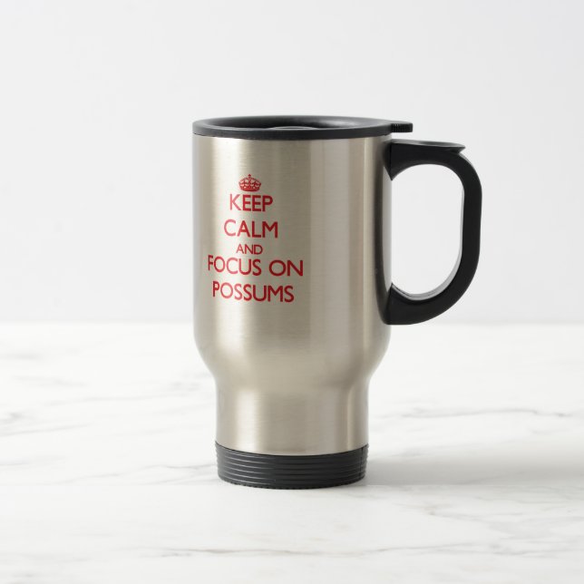 Caneca Térmica Mantenha a calma e o foco em gambás (Direita)