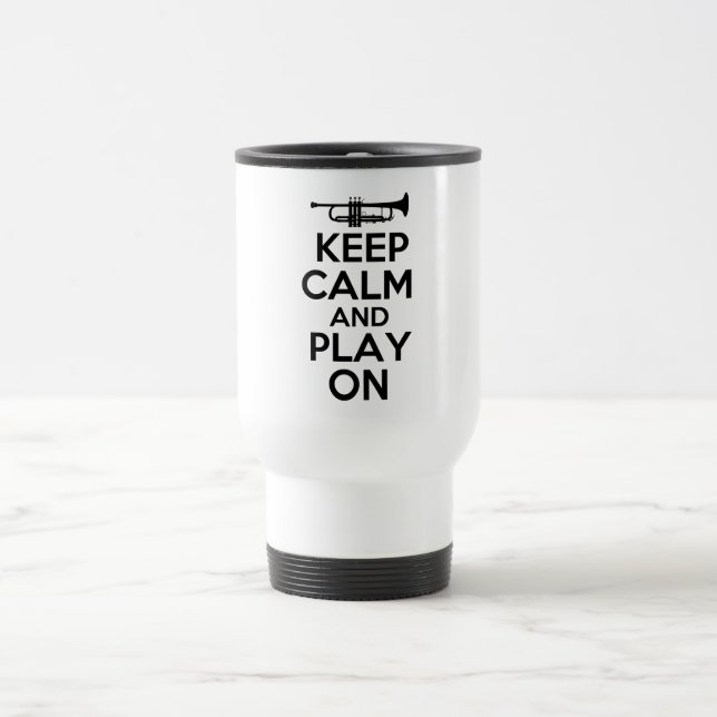 Caneca Térmica Mantenha a calma e o jogo em (a trombeta) (Centro)