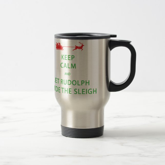 Caneca Térmica Mantenha Calma Deixe Rudolph Guia Dorsal (Direita)