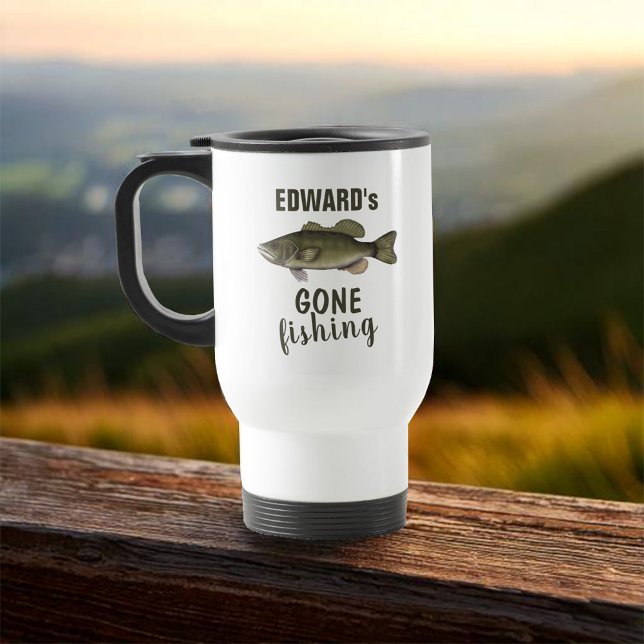 Caneca Térmica Manutenção de Pesca Personalizada (Gone fishing custom travel mug)