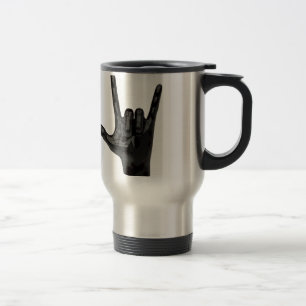 Caneca Térmica mão de chifres diabólicos