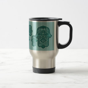 Caneca Térmica Mão do Henna de Hamsa (cerceta)