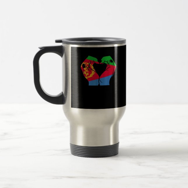 Caneca Térmica Mãos Coradas com Bandeira Eritreia (Esquerda)