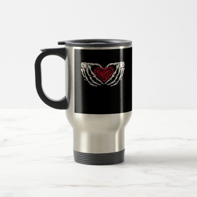 Caneca Térmica Mãos de Esqueleto com Cardíaco Clássico (Esquerda)