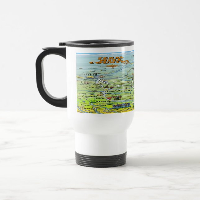 Caneca Térmica Mapa de Cartões do País de Hill TX (Esquerda)