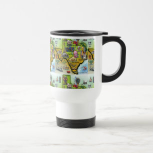 Caneca Térmica Mapa de Desenhos Animados do Texas