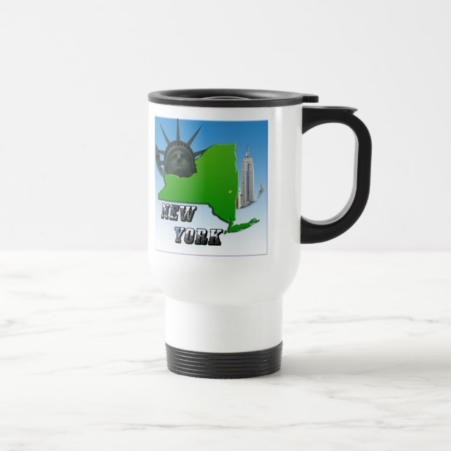 Caneca Térmica Mapa de Nova Iorque, Estátua da Liberdade, Monumen (Direita)