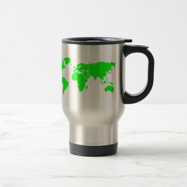 Caneca Térmica Mapa do Mundo Branco Verde (Direita)