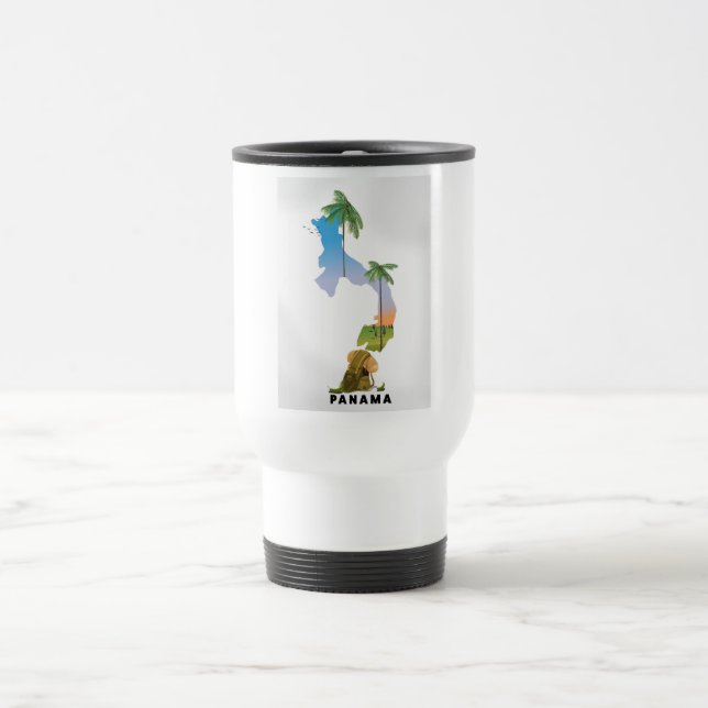 Caneca Térmica Mapa do Panamá impressão de poster de viagens Ilus (Centro)