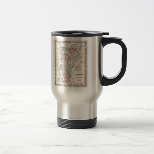 Caneca Térmica Mapa do vintage de Vermont (1855) (Direita)