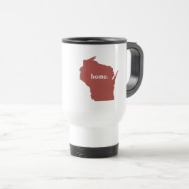Caneca Térmica Mapa home do estado da silhueta de Wisconsin