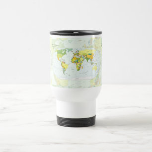 Caneca Térmica Mapa Mundial Atlas Poster Político: Decoração Mode