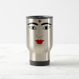 Caneca Térmica Marca Bindi Vermelho Branco Preto da Mulher Hindu