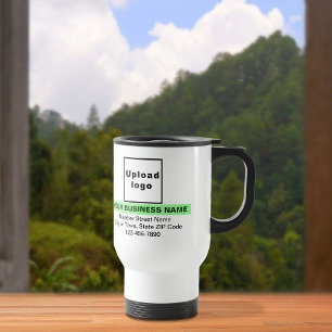 Caneca Térmica Marca comercial com realce verde claro ativado