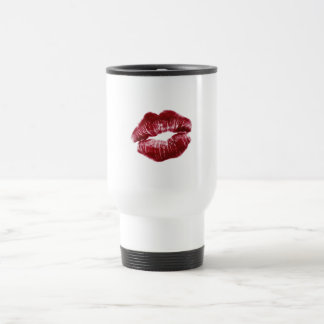 Caneca Térmica Marca de Beijo de Lábio Vermelho Aesthetic Baddie