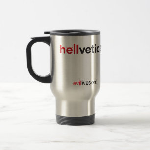 Caneca Térmica Marca de palavra hellvetica vermelha e preta