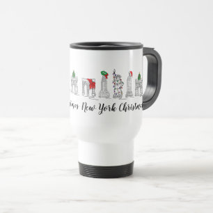 Caneca Térmica Marcas de Natal do Natal de Nova Iorque NYC