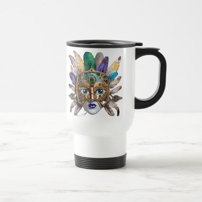 Caneca Térmica Mardi Gras Feather e Metal Mask (Direita)