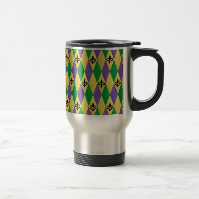 Caneca Térmica Mardi Gras Harlequin Fleur De Lis (Direita)