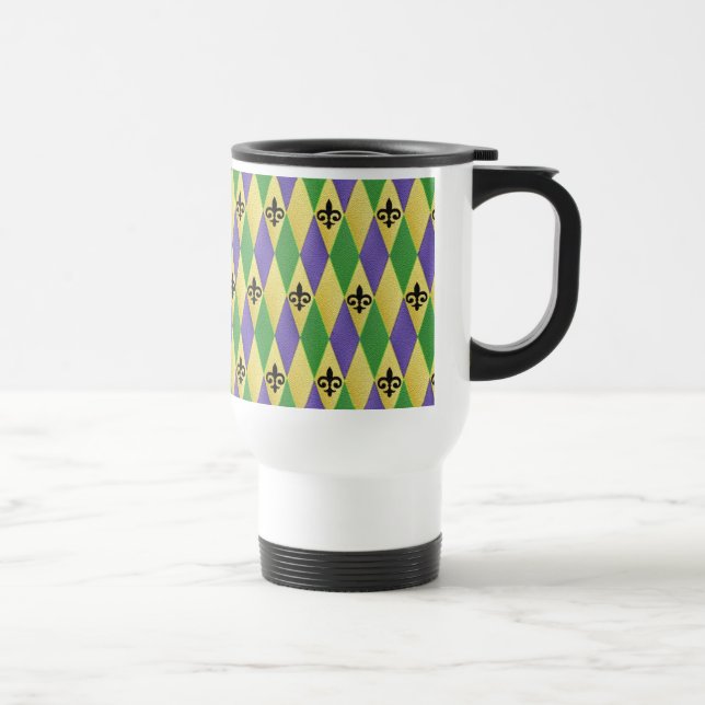 Caneca Térmica Mardi Gras Harlequin Fleur De Lis (Direita)