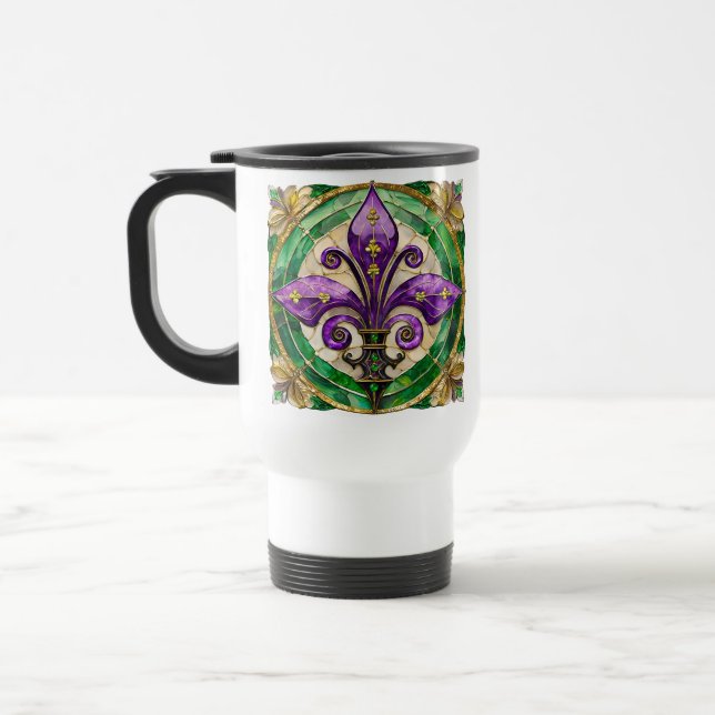 Caneca Térmica Mardi Gras StainGlass Fleur de lis (Esquerda)
