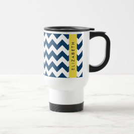 Caneca Térmica Marinho Azul Zigzag, Marinho Blue Chevron, Seu Nom