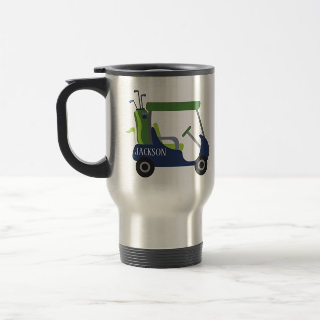 Caneca Térmica Marinho e golfe verde - Mug de Viagem ao trabalho  (Esquerda)