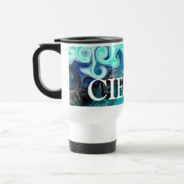 Caneca Térmica Mármore de Arte Azul Negro e Azul Personalizado