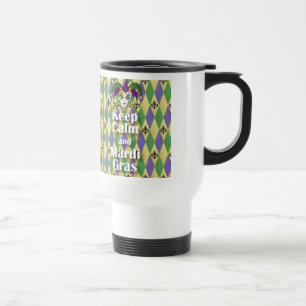 Caneca Térmica Máscara de Bobo Mantenha a Calma e Mardi Gras