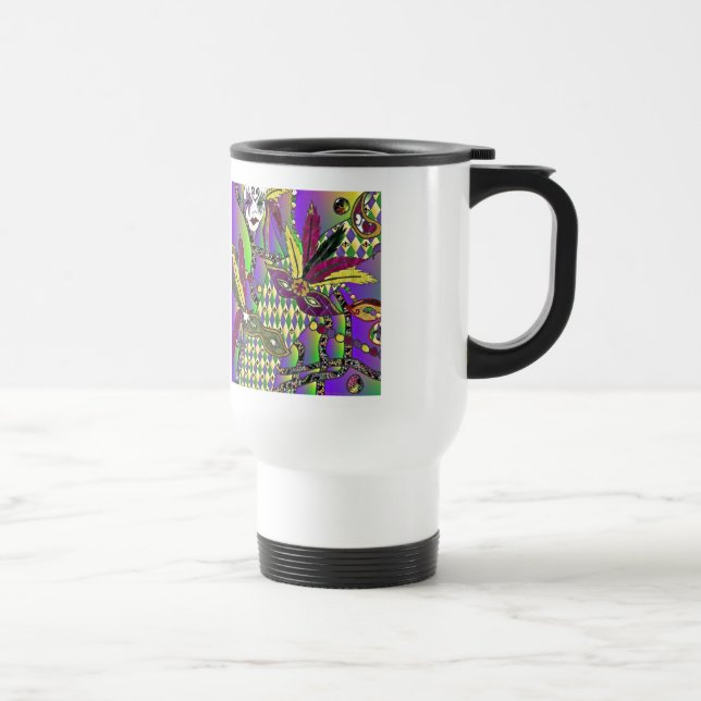 Caneca Térmica Máscaras de penas do Mardi Gras Psychedelic (Direita)