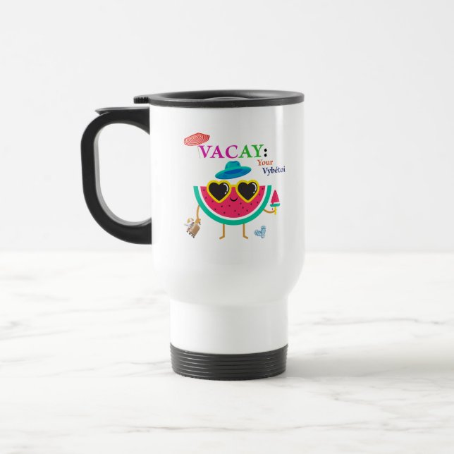 Caneca Térmica Melão branco de férias— (Esquerda)